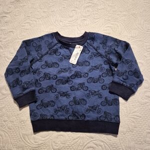 Gymboree boys size 2T 2 tone blue mototcycle design long sleeve sweatshirt NWT